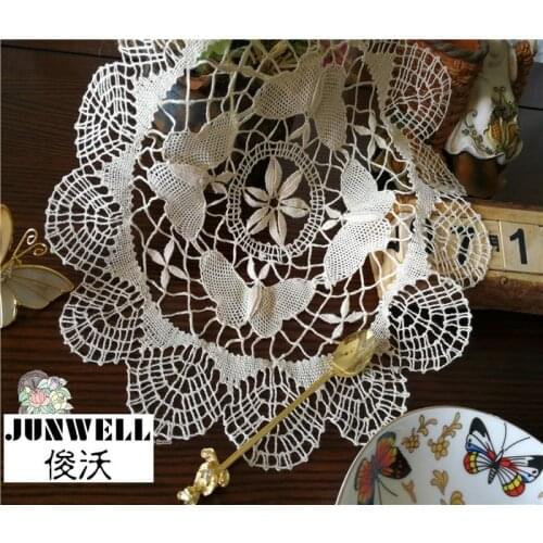 Junwell 100% Cotton Hand Made Schiffli Lace Table Napkin Placemat Cup Mat Pot Holder