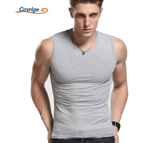 Covrlge Tank Top Summer Fashion Brand Male Sleeveless V-Neck Vest Tees Mens O-Neck Slim Fit Tank Tops Fitness Men Shirt MBJ001