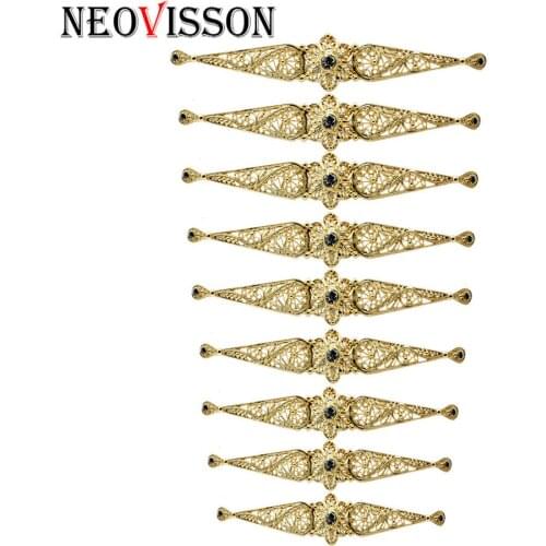 NEOVISSON Caucasus Shuttle Shaped Metal Breastplate Ethnic Wedding Dress Breast Buckle Sets European Traditional Body Jewelry