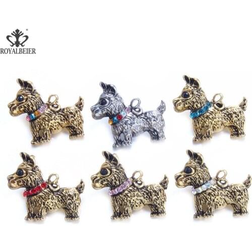 Mixed Rhinestone Metal Dog Animals Snap Fit 18mm Snap Button Gold Color Beads Jewelry For 18/20mm Snaps Bracelet Jewelry KM0132