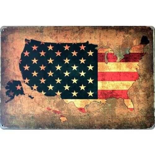 [ Mike86 ] United States Flag MAP Metal Signs Gift PUB Wall art Painting Poster Bar Decor AA-114 Mix order 20*30 CM