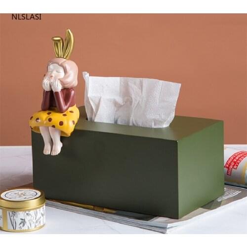 Cute Girl Multifunction Portable Resin Tissue Box Desktop Paper Holder Dispenser Storage Napkin Case Organizer Holder Boxs