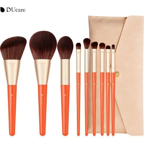 DUcare Makeup Brushes Set 9pcs Professional with Natural Hair Foundation Powder Eyeshadow Blush Make Up Brush With Cosmetic Bag