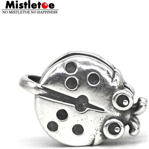 Mistletoe 925 Sterling Silver Lucky Ladybug Lock Charm European Jewelry