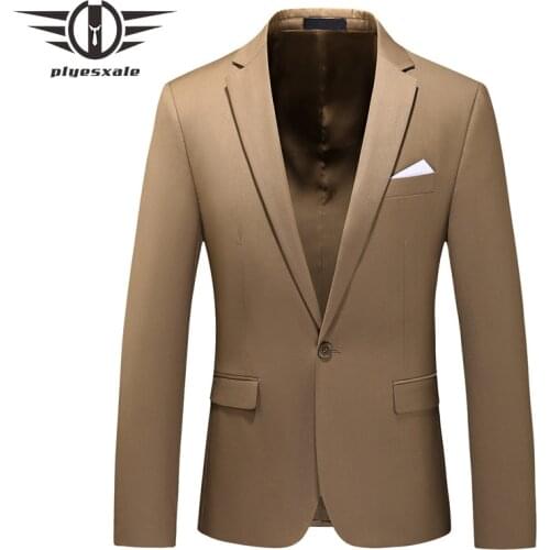 Plyesxale Slim Fit Mens Khaki Blazer Suit Jacket Plus Size Business Formal Blazer For Men 2020 Stylish Mens Casual Blazers Q924