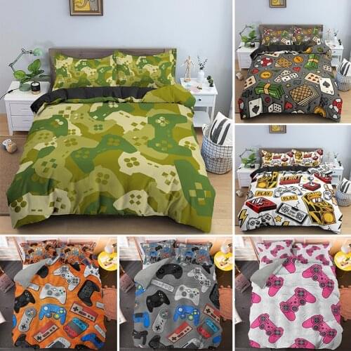 Kids Adult Gifts Gamer Bedding Sets Cartoon Game Christmas Duvet Cover Beds Set King Size Bed Linen Euro