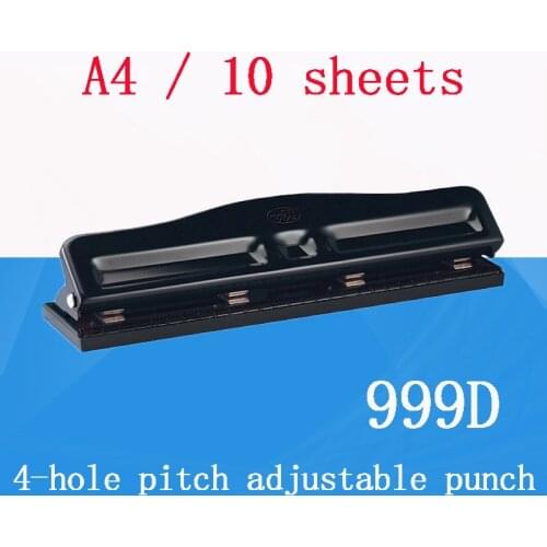 999d 4-hole Adjustable Desktop Punching Machine Can Hold 10 (80g) Paper Diary Storage Box Paper Office Supplies Manual Puncher