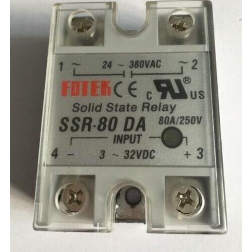 24-380VAC to 3-32VDC 80A/250V SSR-80DA Solid State Relay Module with Plastic Cover