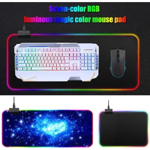 RGB LED Lighting PC Computer Starry Sky Illuminated Mouse Pad Gaming Keypad Mat