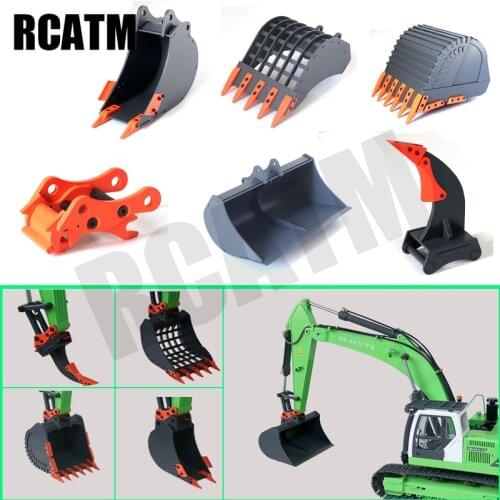 Metal Bucket Ripper Rock Grid Narrow Wide Bucket Quick Changer for 1/12 Remote Control RC Hydraulic Excavator DIY Parts