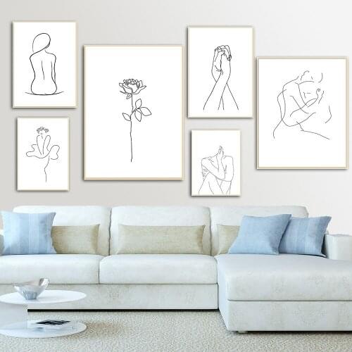Abstract Lines Ladies Decorative Canvas Painting For Bedroom Or Living Room Wall Decoration Home Decor