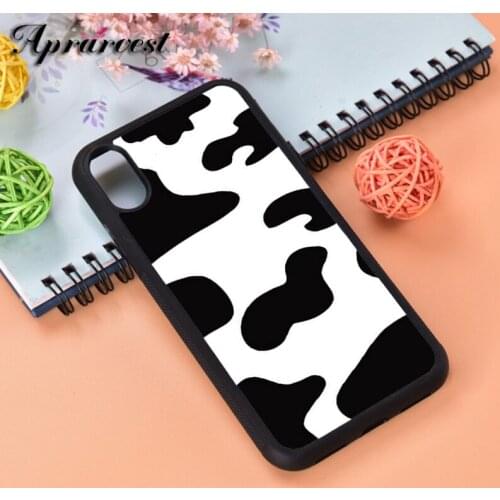 Aprarvest Large Cow Print Silicone Rubber Phone Case Cover For iPhone 6 6S 7 8 PLUS X XS XR 11 12 MINI PRO MAX