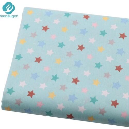 Blue With Colorful Stars 100% Cotton Fabrics For Making Baby Clothes Blankets Cushion Curtain DIY Material Sewing Cloth By Meter