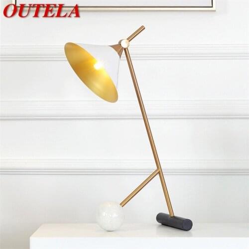 OUTELA Modern Table Lamp Design E27 Reading White Desk Light Home Bedside LED Eye Protection For Children Bedroom Study Office
