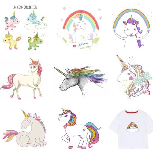 Iron-on Transfers for Clothing Ironing Patches for Clothes Unicorn Stickers Appliques Diy Patch Fusible Textile Vinyl Stripe I