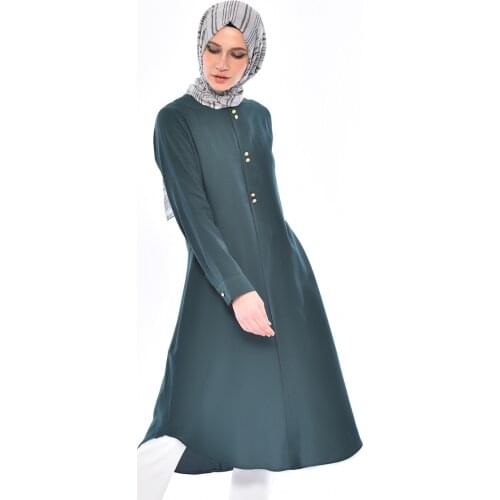 Minahill Button Detailed Tunic 1090-01 Emerald Green 1090-01