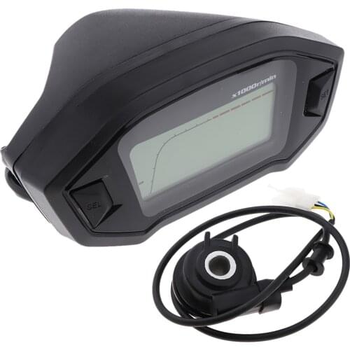 Universal 5 Gear 7 Backlight LCD Motorcycle Speedometer Odometer Gauge 13000 RPM 199 KMH MPH