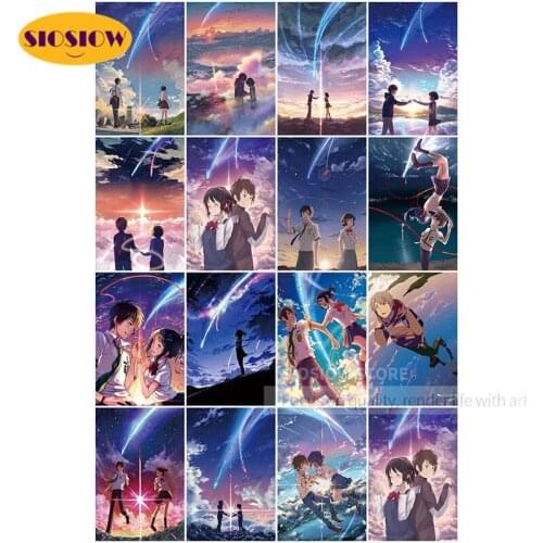 Diy Diamond Embroidery Your Name Anime Movie Poster Diamond Painting Full Round Cross Stitch Beaded Wall Art Handmade Home Decor