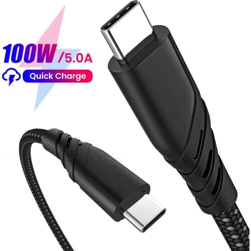 100w 5A Charger Cable USB Type c Quick Charge USB 3.1 Dual male 4K Gen2 Fast Charging For Xiaomi Samsung USB-C Charger Cord
