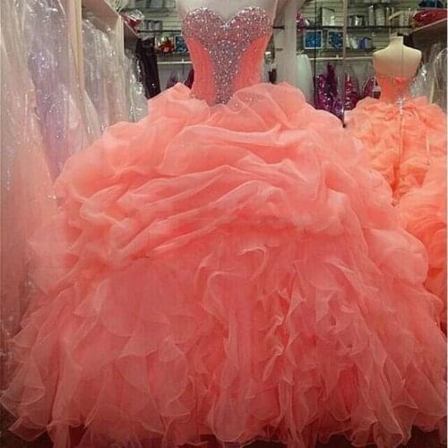 2018 Quinceanera gown Vestido Abiyeler Debutante Ball Gowns Sexy Sweetheart Crystals Organza Beading mother of the bride dresses
