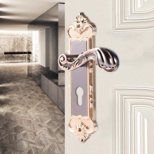 1 Set Vintage Door Lock European Style Retro Bedroom Door Handle Lock Interior Anti-theft Room Safety Door Lock