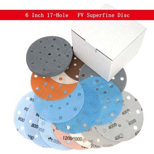 10PCS FV Superfine Film Sanding Disc 6 Inch 17-Hole Waterproof Sandpaper 600-5000 Grits for Wet/Dry Automotive Paint Sanding