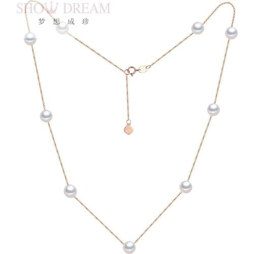 18K Gold FreshWater Pearl all over the Sky Star Small Chain Brand, One Hundred Years Classic Fairy Commuting Essential