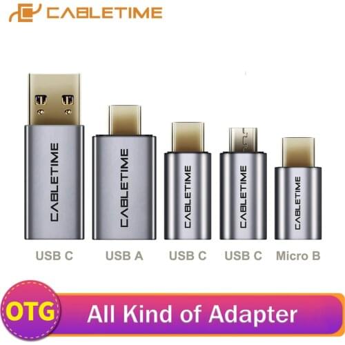 CABLETIME USB OTG Adapter USB Type C Micro B USB 3.0 Male Female Adapter Mobile Charge Sync Converter