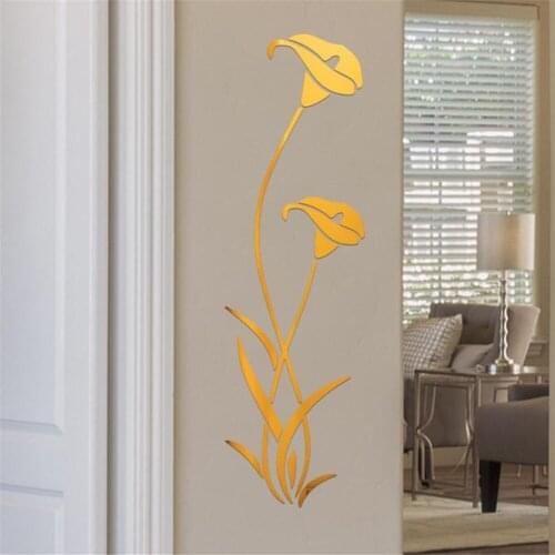 DIY Flower Acrylic Wall Sticker Plant Shape Modern Stickers For Living Room Decoration Wallpaper Art Decals 3 Colors Wall Stick