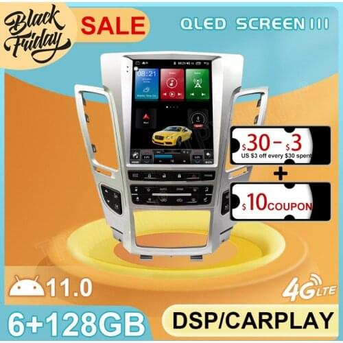 6G+128GB Android 11 Tesla Style for Cadillac CTS 2007 2012 GPS Car Navigation Multimedia Video Stereo Player Radio Carplay 2 DIN