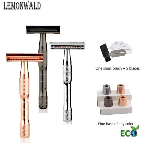 LEMONWALD Men Razor Double Edge Safety Razor Quality Metal Razor 5 Shaving Blades Women Eco Friendly Shaving Razor