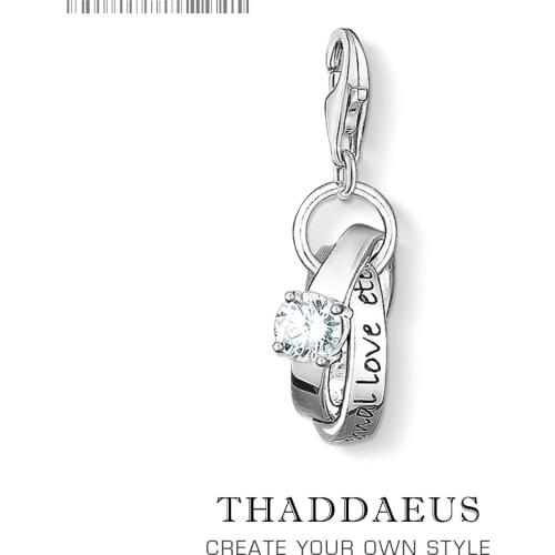 Pure 925 Sterling Silver Romantic Wedding Rings Pendant Charm Fit Bracelet Necklace For Women Men New Fashion Love Jewelry