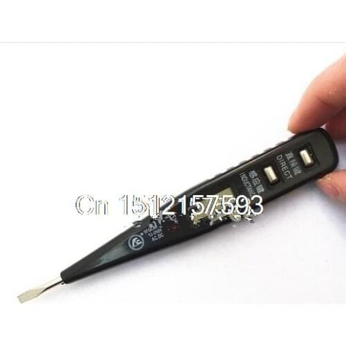 Black Handle 12V-250V AC DC LCD Voltage Detector Electric Pen Tester Electroprobe Slotted Screwdriver Built-In Indicator Light