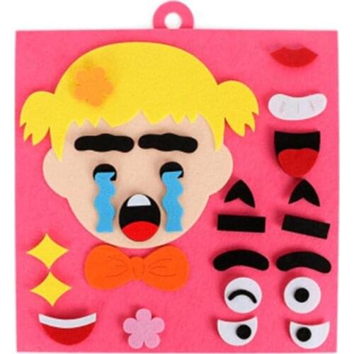 Childrens Expressions DIY Felt Fabric Handmade Stickers Toys for Children Emotion Change Puzzle Educational Toys For Kid