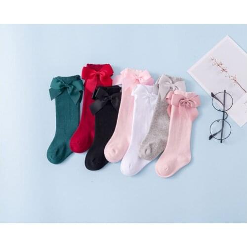 Infant Kids Baby Girls Bowknot Stockings Solid Leggings Warmer Knee High Princess Formal Match Stockings 0-7Years