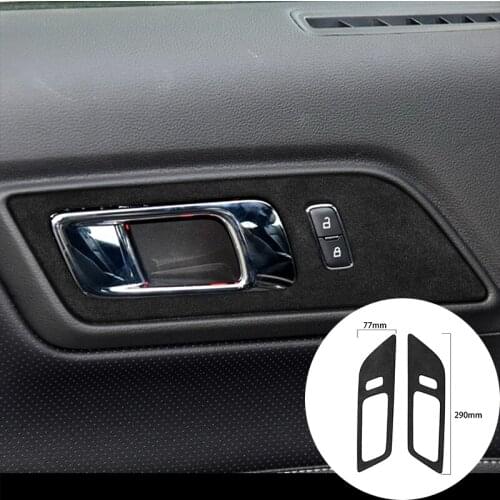 For Ford Mustang 2015-2019 Alcantara Suede Wrap Car Door Hand Panel Strip Cover Handles Trim Stickers Internal Accessories
