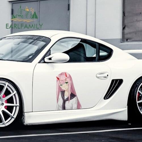 EARLFAMILY 43cm x 29.7cm For Zero Two Sunscreen Car Stickers Vinyl Material Decal Motorcycle Personality Occlusion Scratch