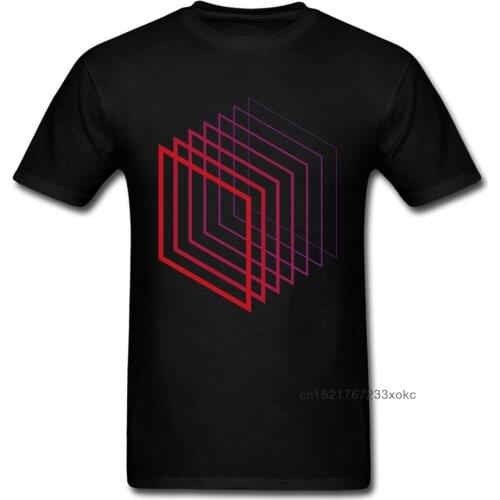 Box Fade Tshirts Comfortable Men T Shirt Geometric T-shirt Geek Graphic Clothing Summer Streetwear Simple Tops Tees Black