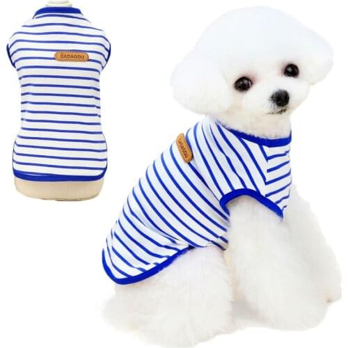 Classic Dog Clothes Cat Dog Hoodies Strip Puppy Cat Tshirt For Small Medium Dogs Short Sleeve Pullover Hoody Clothing Sweatshirt