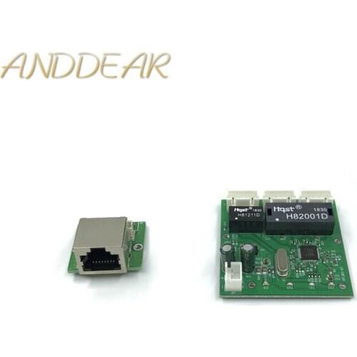 OME 3 Ports Switch module PCBA 4 Pin Header UTP PCBA Module with LED Display Screw hole positioning Mini PC Data OEM Factory