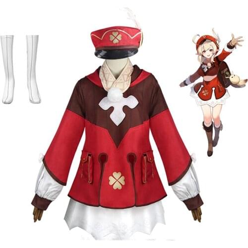 Adult Anime Game Genshin Impact Klee Cosplay Costume Backpack Wig Shoes Outfit Lolita Dress Women Halloween Party Costume