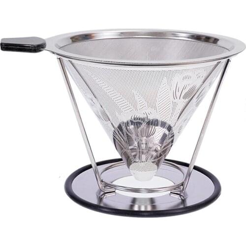 Reusable Double-Layer Coffee Filter Stainless Steel Holder Metal Mesh Funnel Baskets Split Design Coffees Dripper JJA002