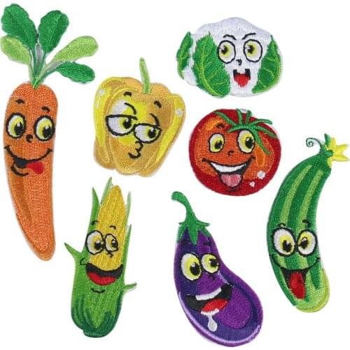 Cartoon Vegetable Embroidery Cloth Sticker Hot Melt Adhesive Sticker For The Childs Clothes Bag