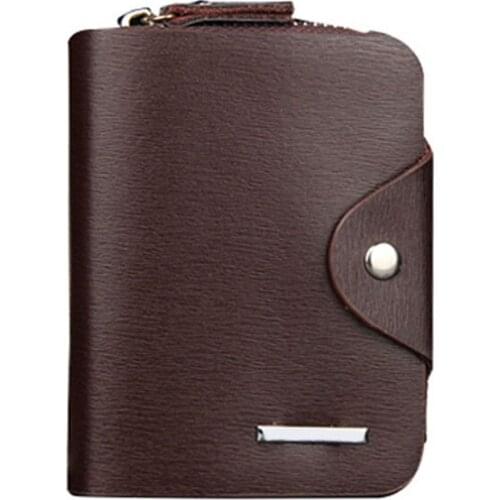 Hot Selling Fashion Men Short Purse PU Leather Solid Color Zipped Hasp Clutch Money Bag Man Casual Wallet Card Holder