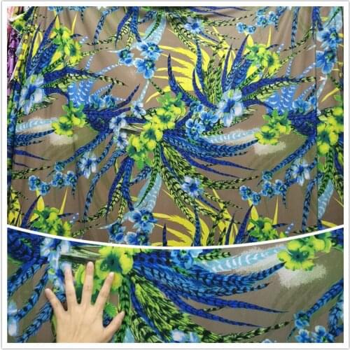 Peacock Feather Soft Fabric 4 Side Stretch Swimwear Micro Fiber Latin Dance Knitted Fabric DIY Sewing Stage Tights Sportwear