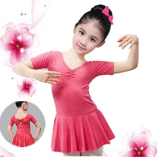 New style childrens dance clothing girls one-piece dress ballet practice clothes short-sleeved clothing