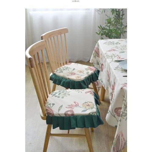 Frill floral dining chair cushion non-slip windsor chair seat cushion horseshoe-shaped removable seat mat pad