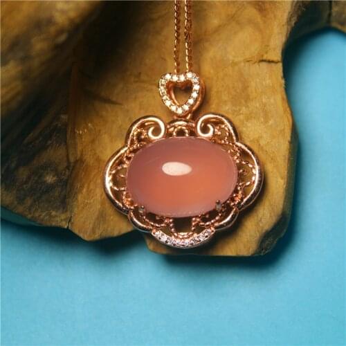 Wholesale Fashion Jewelry Green Chalcedony Special Silver plated Hollow out Wishful Necklace for Women feature namour Charm Gift