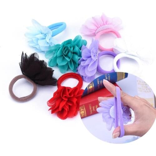 1 PC Girls Hair Accessories Hair Rope Elastic Rubber Band Lace Flower Handmade Layers Floral Headwear Children Kawaii Hairband