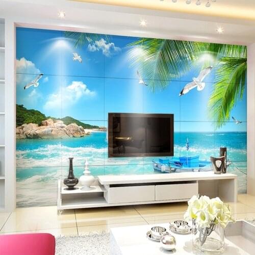 Dropship Custom 3D Mural Wallpaper 3D Romantic Dolphin Bay Seascape Bedroom TV Background 3 D Wallpaper for Walls Blue Wallpaper
